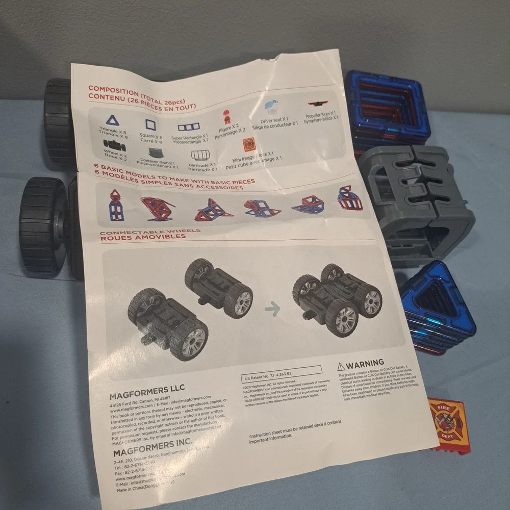 Magformers Police & Rescue Magnetic Building Set Wheels Figures STEM Toy